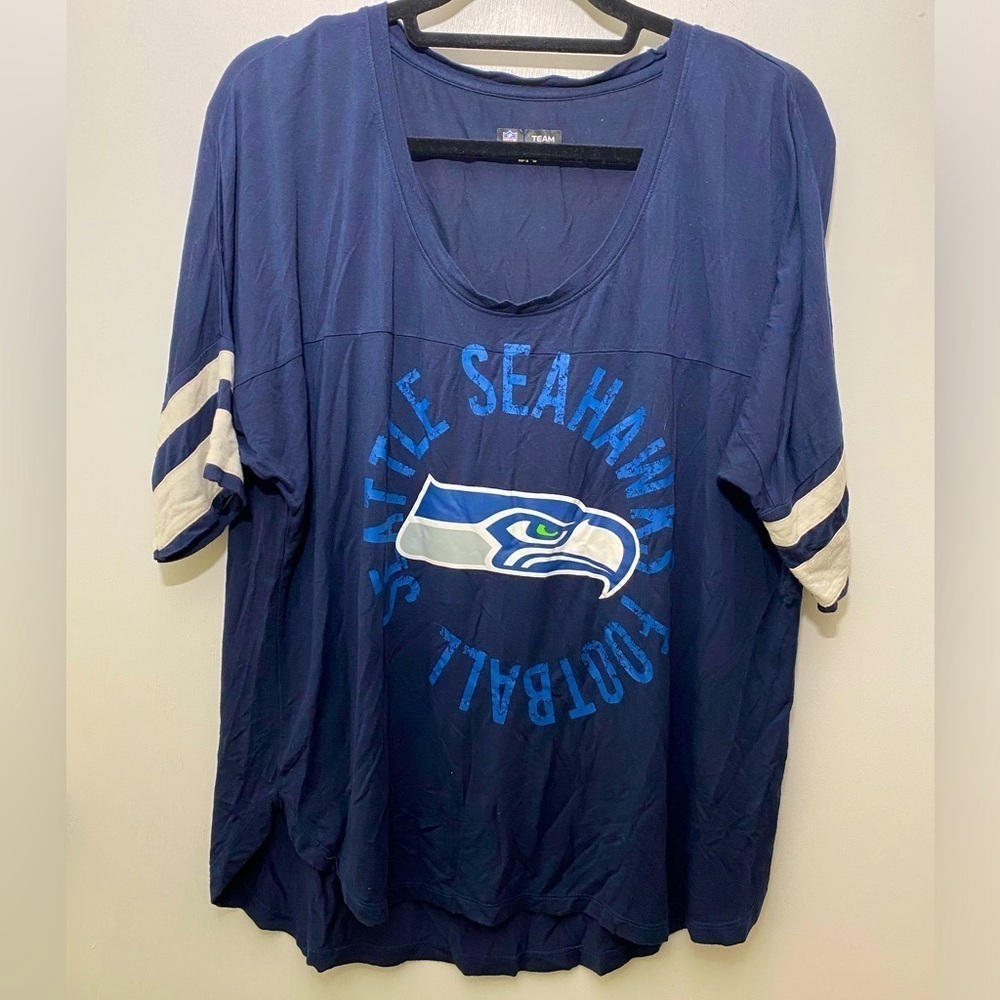 NFL Team Apparel Seattle Seahawks blue T-shirt top tee shirt sleeve Sz 4X  P-18